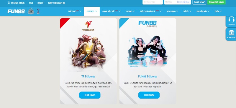 Fun88 là web cá độ esport qua mạng dẫn đầu tại khu vực Châu Á